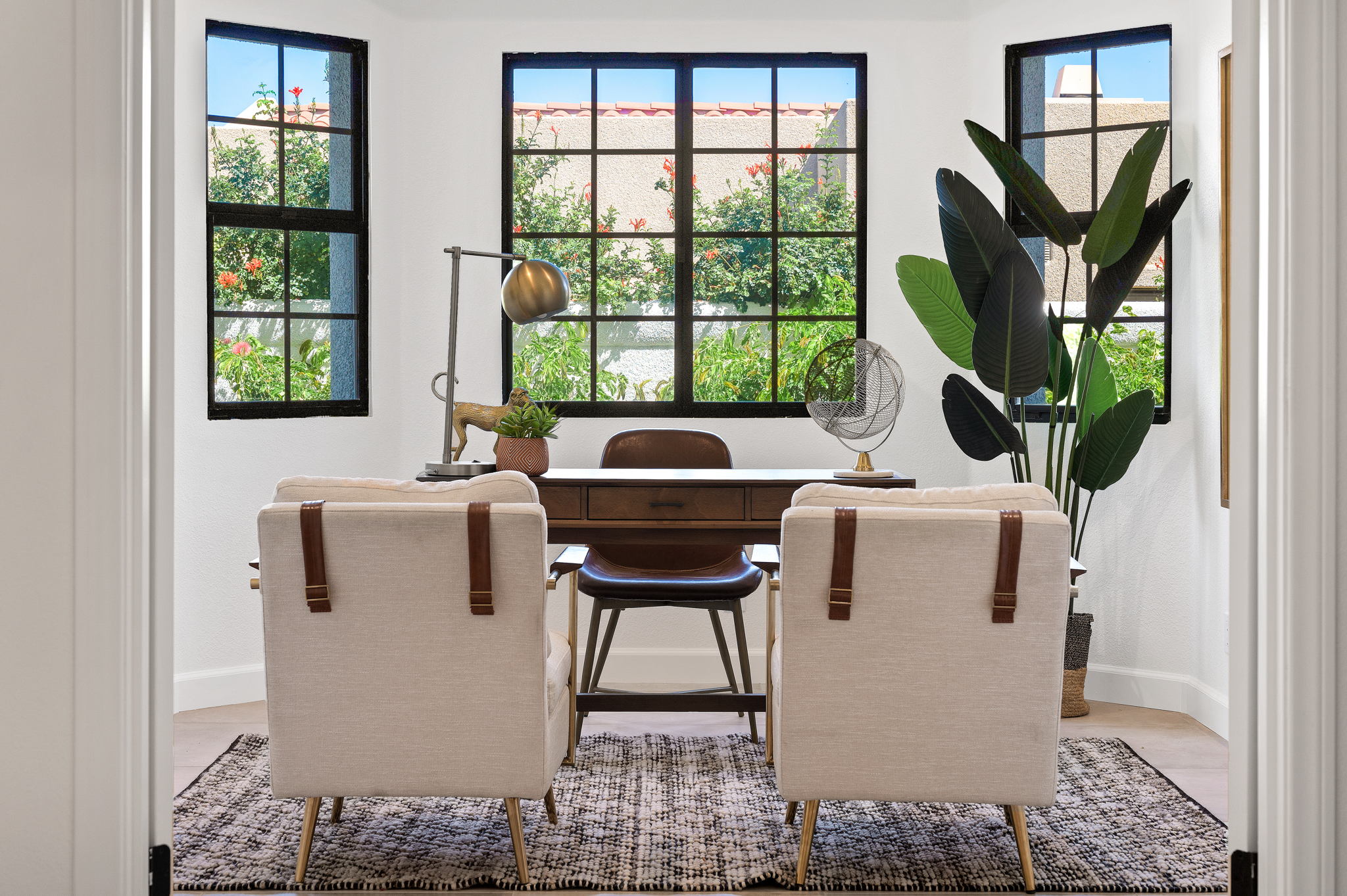 Simply Staging Banner image - Staged Office with Desk and accent chairs.