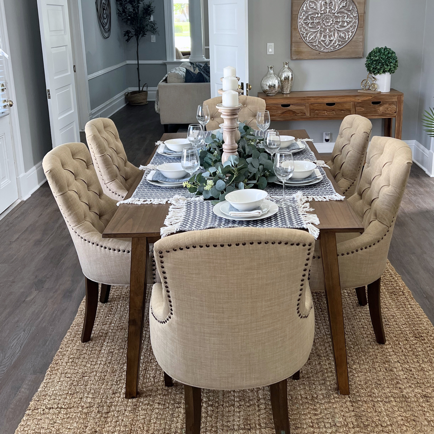 Tufted Dining Chair in a staged dining room