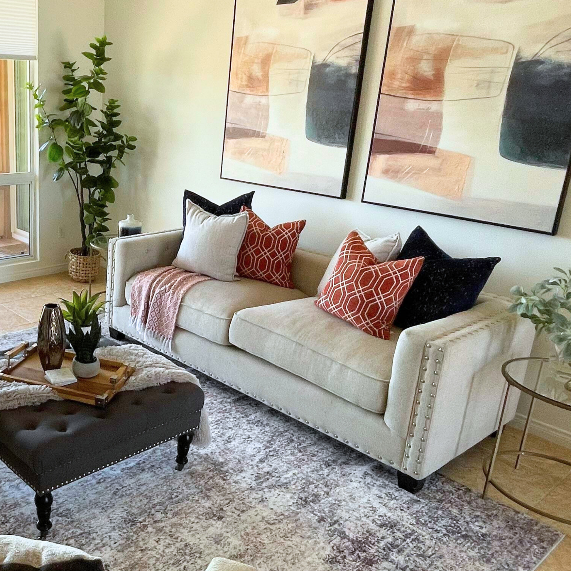 Cream Sofa in a staged living room