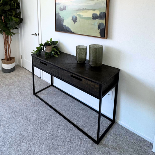 Drawer Console Table in a staged room