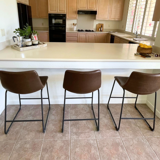 Faux Leather Barstool in a staged kitchen