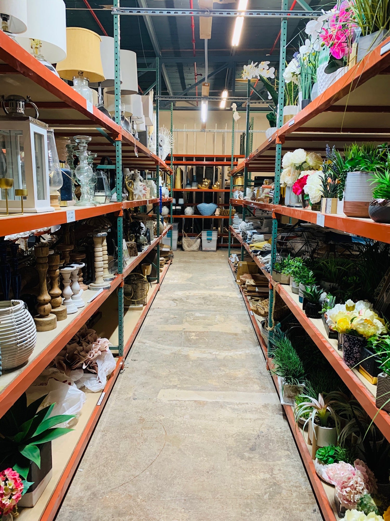 the simply staging story -  picture of our warehouse showing our decor and plants