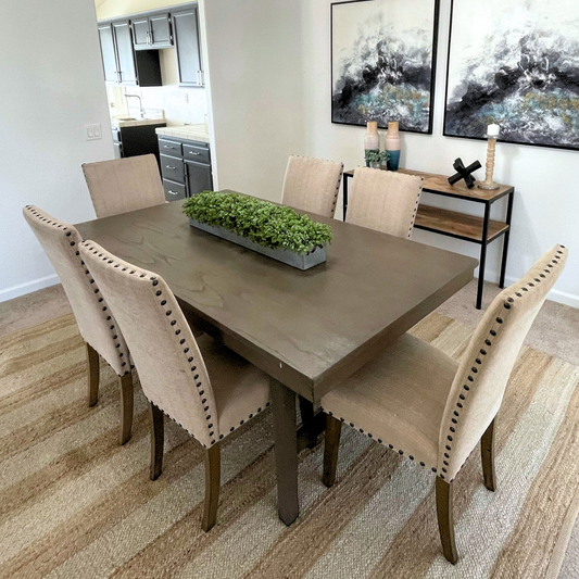 Nailhead fabric dining chairs