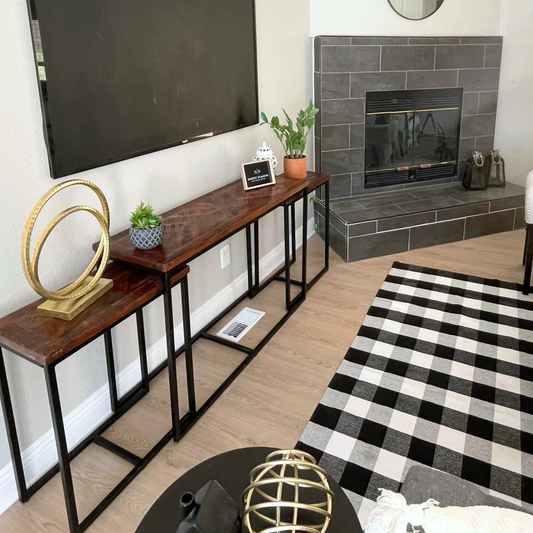 Three Piece Console Table in a staged living room
