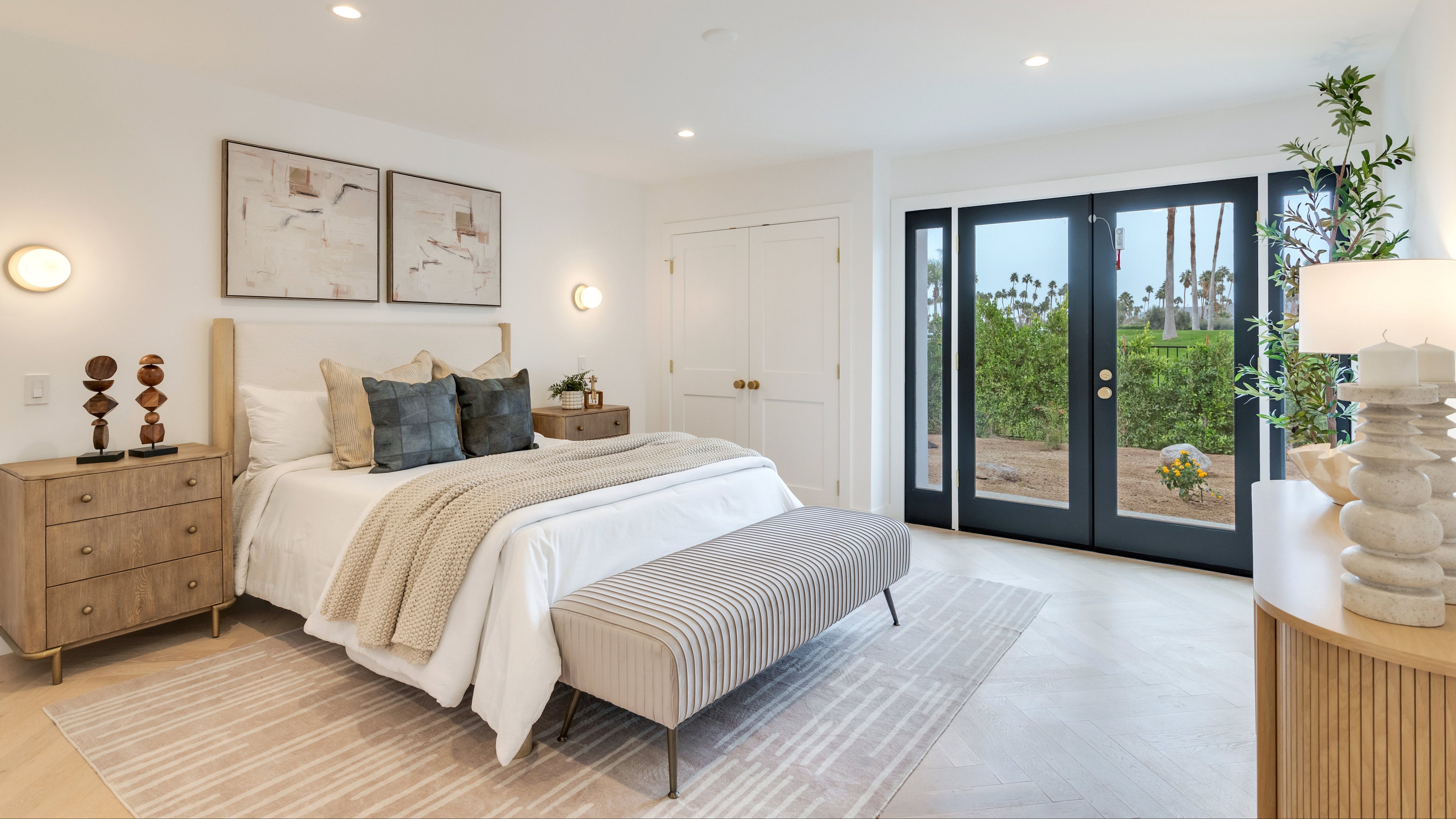 modern bedroom with a cream palette