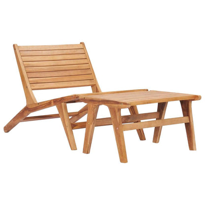 vidaXL Patio Chair with Footrest Solid Teak Wood-0
