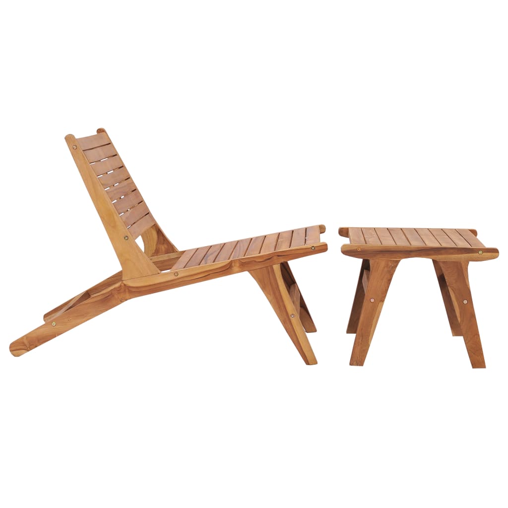 vidaXL Patio Chair with Footrest Solid Teak Wood-1