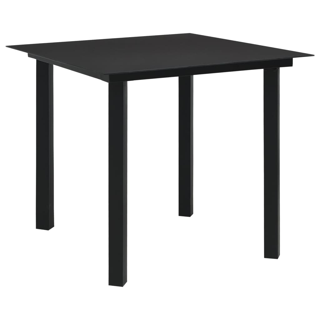 vidaXL Garden Dining Set 3/5 Piece PVC Rattan Black Outdoor Dinner Table Chair-5
