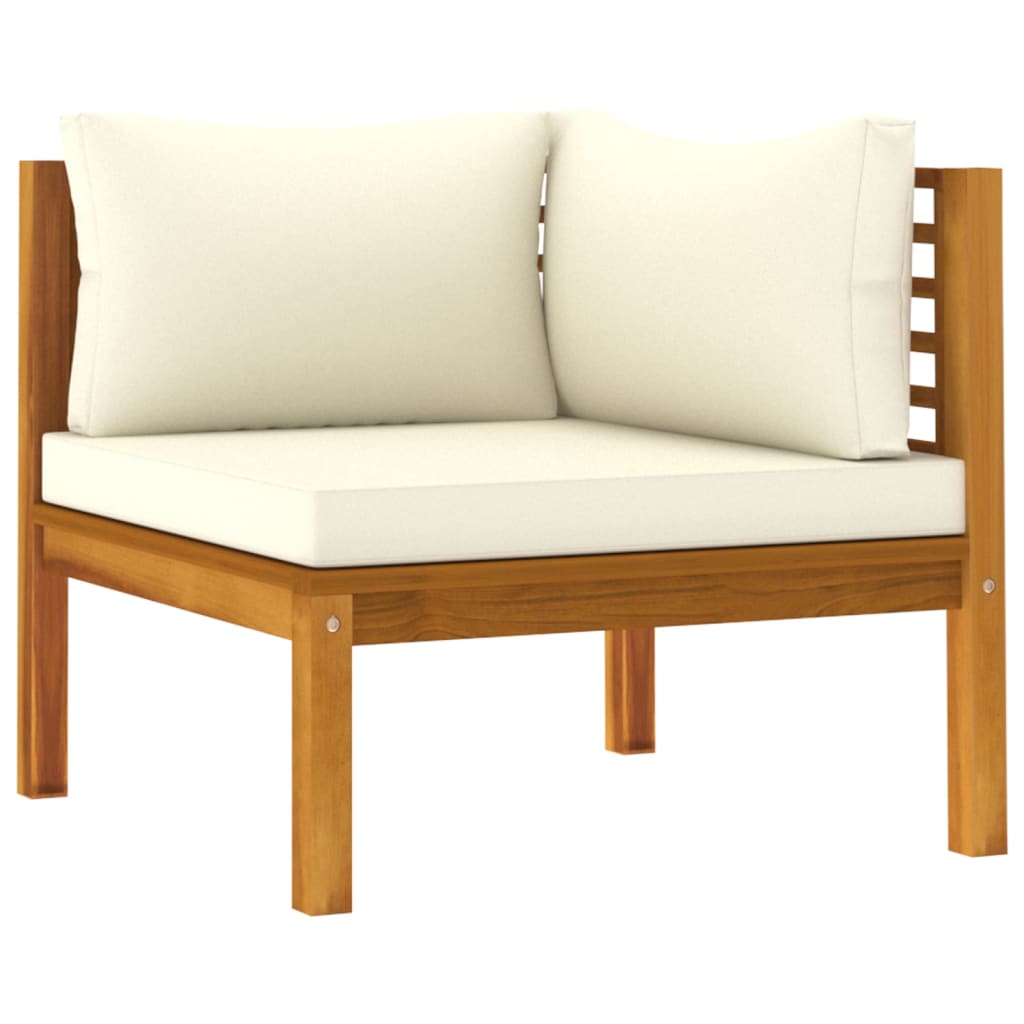 vidaXL Corner Sofas 2 pcs with Cream White Cushions Solid Acacia Wood-2