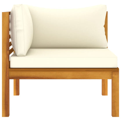vidaXL Corner Sofas 2 pcs with Cream White Cushions Solid Acacia Wood-3