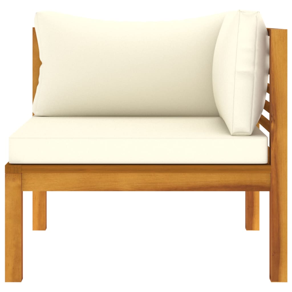 vidaXL Corner Sofas 2 pcs with Cream White Cushions Solid Acacia Wood-4