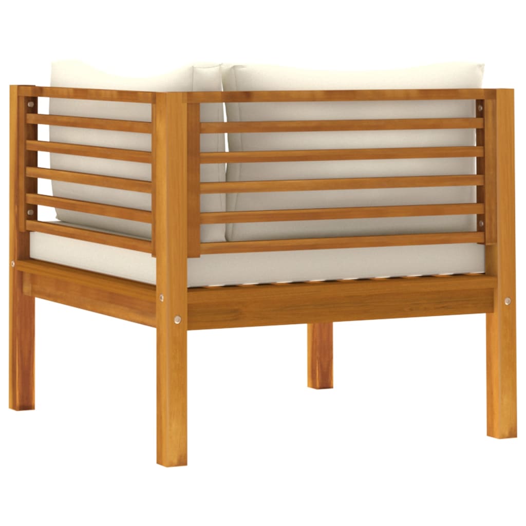 vidaXL Corner Sofas 2 pcs with Cream White Cushions Solid Acacia Wood-5