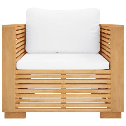 vidaXL Patio Sofa Chair with Cream Cushions Solid Wood Teak-1